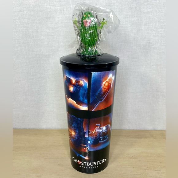 Ghostbusters Theater Cup with Slimmer Ghost Topper Afterlife Cinemark New - Picture 1 of 5